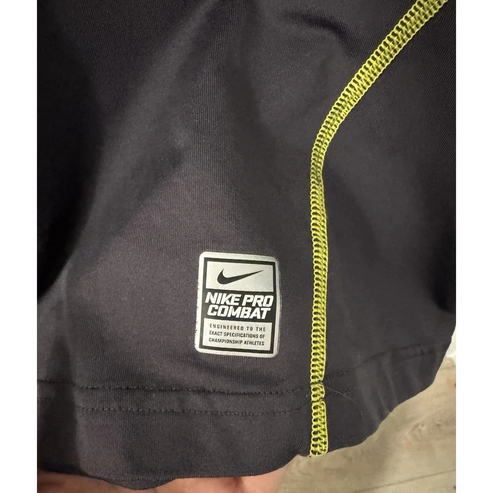 NIKE Men's Long Sleeve Athletic Shirt Pullover XXL Black Yellow High Neck